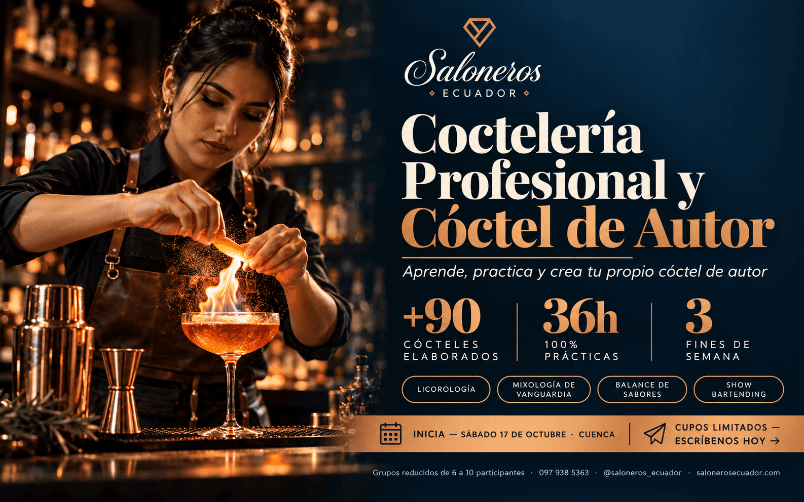 Curso Profesional de Coctelería & Cóctel de Autor Cuenca-Sep 2026